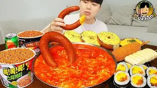 ASMR MUKBANG 직접 만든 대왕 소세지 불닭볶음면 핫도그 김밥 먹방 & 레시피 FIRE NOODLES AND SAUSAGE EATING SOUND!