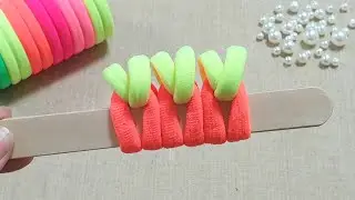 Super Easy Flower Making for beginners - Hair Band Flower craft ideas - DIY Rubber Band Flowers