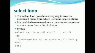 27. Unix Tutorial - Shell Programming - Until and Select and Nested loop Conditions