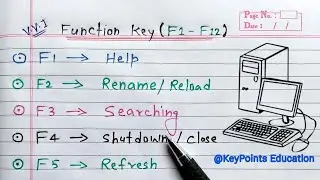 Computer Function Key | Use of function key F1 to F12