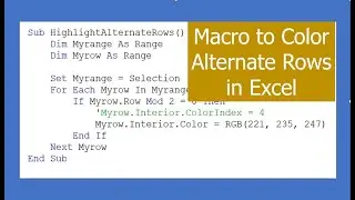 How to Color Alternate Rows in Excel using Macro