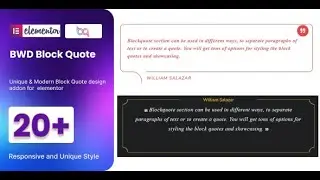 BWD Block Quote Elementor addon tutorial