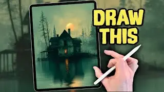 PROCREATE Spooky House DRAWING Tutorial in EASY steps