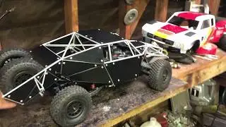 Custom metal chassis RC trophy truck, Baja Rey chassis with Axial Yeti Score parts