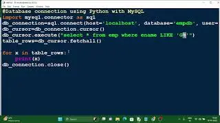 How to retrieve records from database using LIKE, BETWEEN operator in Python and MySQL. 