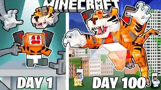 I Survived 100 Days as a TIGER TITAN in Minecraft!