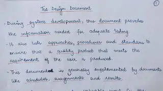 Types of Documentation in System Analysis and Design || Test Design Document