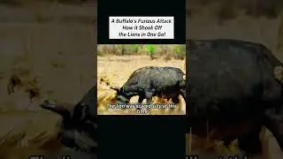 A Buffalo's Furious Attack  How It Shook Off the Lions in One Go #fypシ゚viral #facts #animals