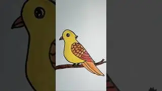 Easy Bird Drawing 🐦#birddrawing #kidsdrawing #coloring