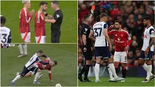 Erik ten haq REACTION to Bruno Fernandes RED CARD vs Tottenham Hotspur | Bruno Foul on Maddison