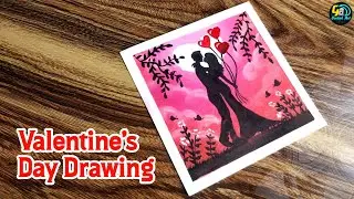 How to draw Romantic couple 💞 Valentine's day drawing / Soft pastel drawing step by step