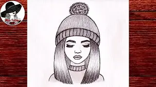 Как Нарисовать Девушку В Шапке Очень Легко | Рисуем Карандашом Девушку В Шапке | Красивые Рисунки