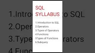 SQL Syllabus For Beginners #sql #topics #trending #shortsviral #syllabus #viralshort #youtubeshorts