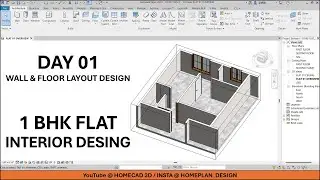 DAY 01 - 1BHK FLAT COMPLETE INTERIOR DESIGN  USING REVIT