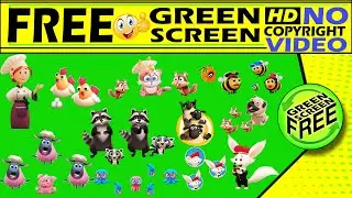 free green screen  cartoon animal | green screen animals cut cartoon | cartoon animals video |