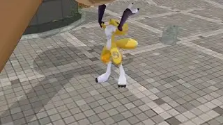 Renamon Flattened by Wood Hammer