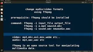 Ffmpeg command to change video audio formats or containers