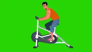 Bicycle animated character green screen Animated Cycling chroma high quality 4K 