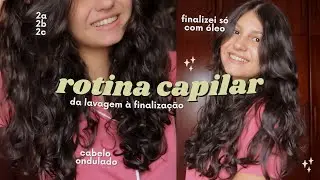 DA LAVAGEM À FINALIZAÇÃO | Usei só ÓLEO para finalizar (Rotina capilar cabelo ondulado em transição)