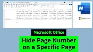 How to Remove/Hide Page Number in a Particular Page in MS Office Word |   Microsoft Office Word