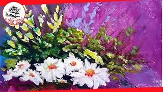 How to Paint Flowers with Acrylics Step by Step | Acrylics Painting Techniques