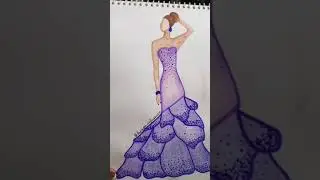 fashion sketch step by step, learn stippling effect || glitter ||  #FASHIONINFLUENCER #MANSISEHGAL