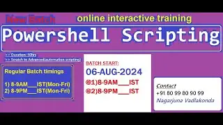 Powershell scripting || New batch || 06 Aug 2024 || by Nagarjuna vadlakonda | +91 8099809099 ||A-Z