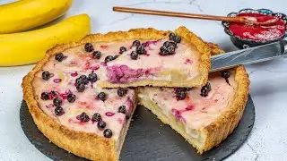 Банановый пирог с вареньем на скорую руку к чаю 🍌! Любимый рецепт песочного теста для пирога!
