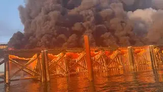 Video shows massive trestle bridge fire in Metro Vancouver