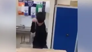 Carpenter Student does the Salt Bae with saw dust