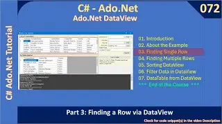 DataView | Part 3 - Finding Single Row | Ado Net Tutorial #072