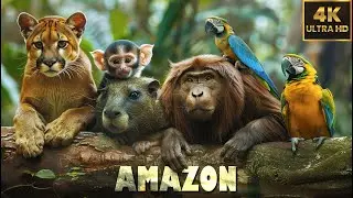 AMAZON ANIMALS | 4K(60FPS) Wildlife Films🌿RELAXING MUSIC with Stream Sounds ♫