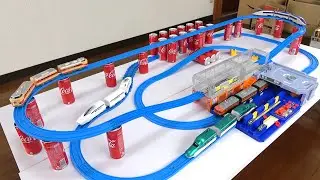 JR Shinkansen, Train & Talking Station Set & Coca-Cola Can Pier Special Course!