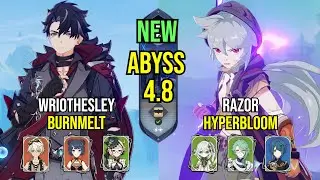 C0 Wriothesley BurnMelt & C6 Razor Hyperbloom | Spiral Abyss 4.8 | Genshin Impact