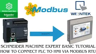 Weintek HMI to Schneider M221 PLC connection via modbus RTU | RS485