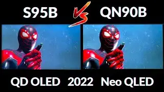 Samsung S95B vs QN90B side by side comparison QD OLED vs Neo QLED