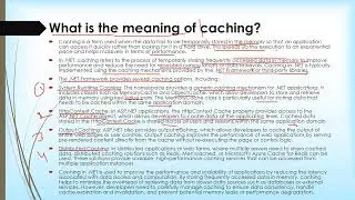 What is the meaning of caching