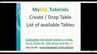 MySQL Tutorials | Create or Drop tables in MySQL