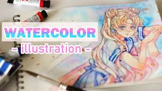 Watercolor Painting Timelapse Manga girl #7