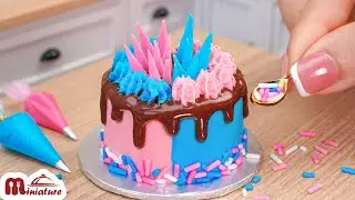 Best Ever Miniature Cake: Half Blue Half Pink Strawberry Chocolate  | ASMR Cooking