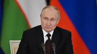 Путин проводит пресс-подход к российским СМИ в аэропорту Ташкента