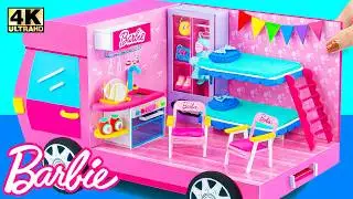 How to Make Barbie Dream Camper | Car House with Bunk Bed, DIY Accessories Set from Cardboard, Clay