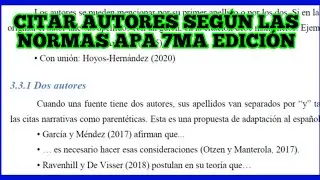 Como Citar uno, dos, tres y mas autores segun las normas APA septima ediccion