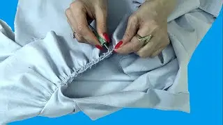 Serpentine sleeve that merges into the collar of my new stretch cotton BLOUSE. Modeling and sewing