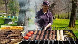 Traditional lüle kabab recipe in Azerbaijani village