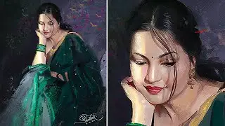 Indian Girl in Saree | Speed Painting | time lapse  | by Shailesh Chibire | art video