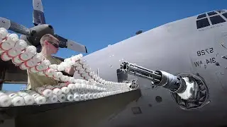 The Intense Process of Loading & Firing US Super Advanced AC-130 Gunship