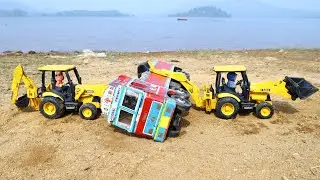 Tata Dumper Truck Accident Pulling Out Double JCB 5CX ? HMT Tractor | Auto Rickshaw Accident ? CSToy