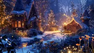 Winter Enchanted Forest Night Ambience 🍄❄️Snowfall, Soothing Flute & Mystical Music Atmosphere