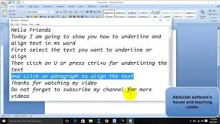 How to underline and align text in ms word